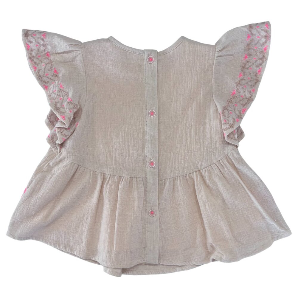 LOUISE MISHA - EMBROIDERED DRESS NUMIDIE - COTTON - BEIGE - 6M - NEW NO TAG - Picture 4 of 6